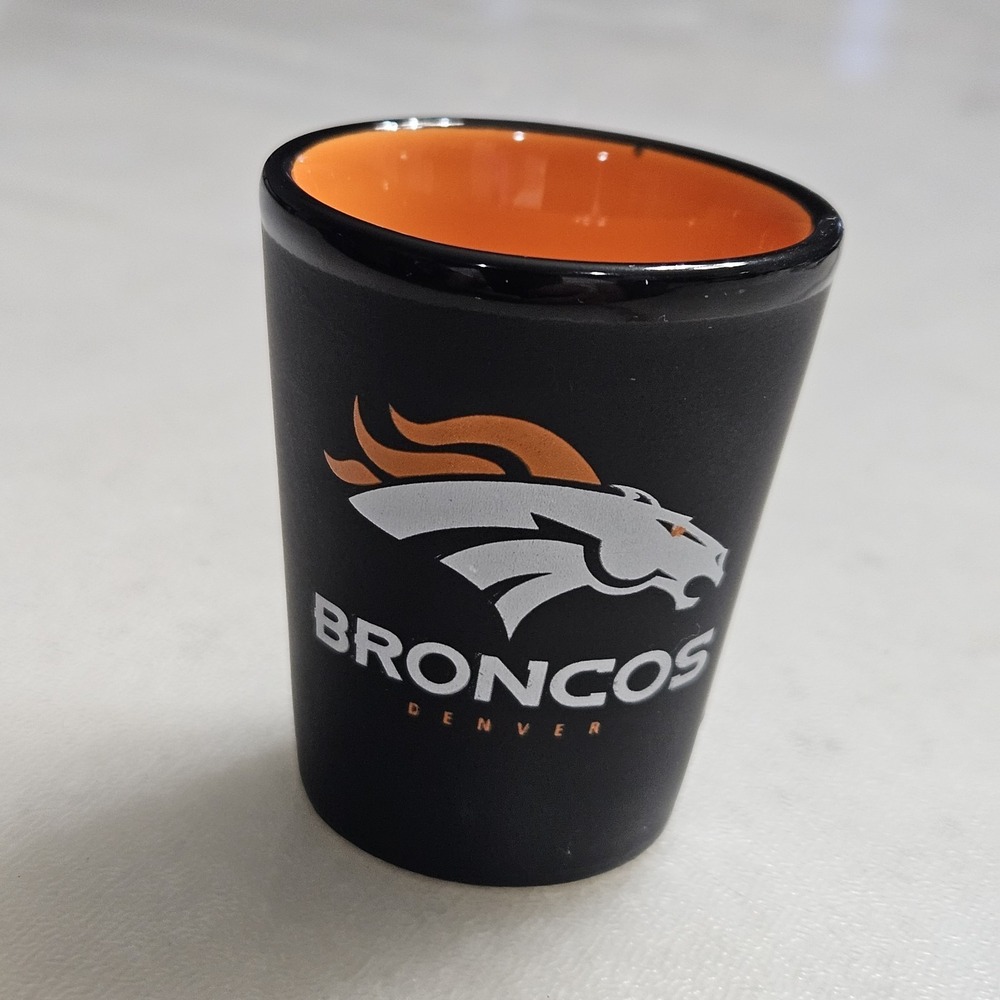 NFL Denver Broncos 2 oz Shot Glass Blue Orange Team Logo Football